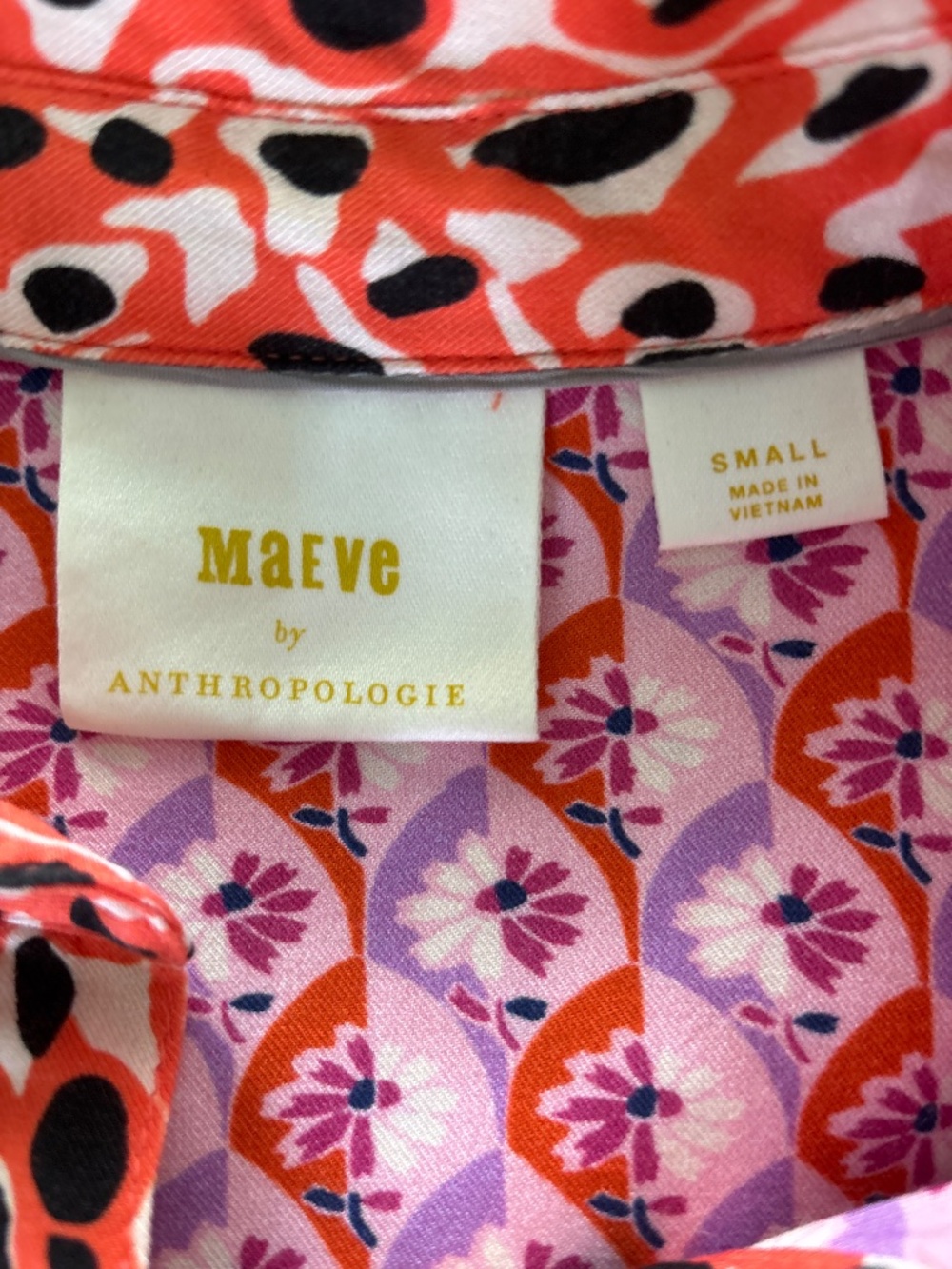 Maeve Anthropologie Mixed Print Button Up Blouse Sz S - Picture 9 of 10